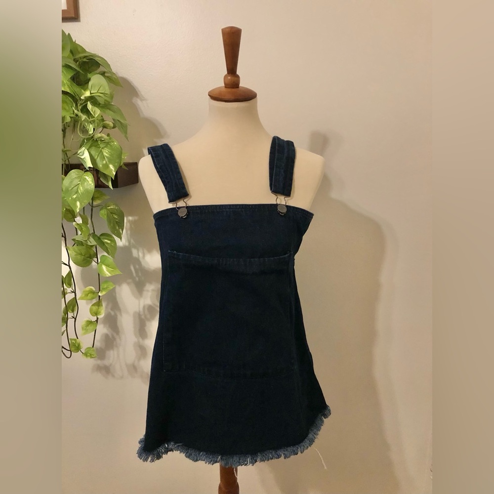 Waven dark blue denim overalls top